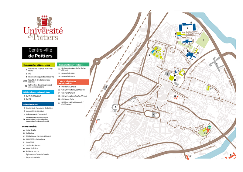 Plan du centre-ville de Poitiers